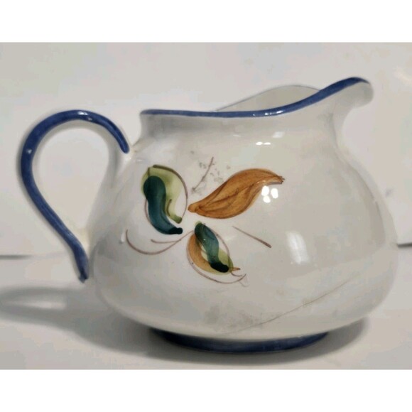 Vintage Short Water Pitcher Planter FTD Handpainted Italy Italian Floral Flowers - Picture 2 of 5